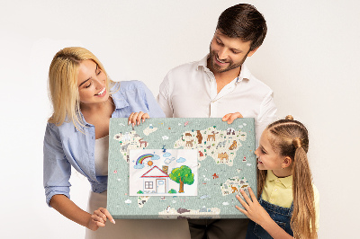 Fětská nástěnka Zvířata světa na barevné mapě