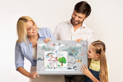 Nástěnka Mapa světa s ilustracemi zvířat.