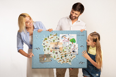 Fětská nástěnka Polská fauna na barevné mapě