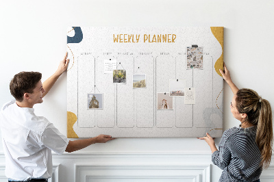 Korková nástěnka Týdenní diář s abstraktním barevným vzorem