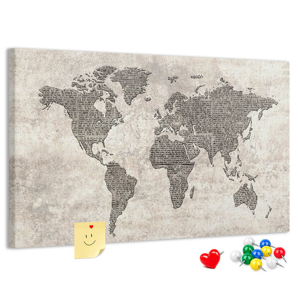 Fětská nástěnka Mapa světa s texturou novin.