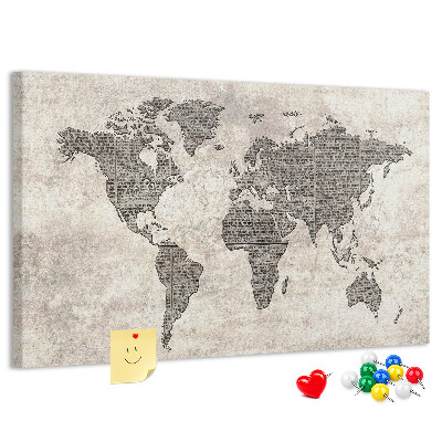 Fětská nástěnka Mapa světa s texturou novin.