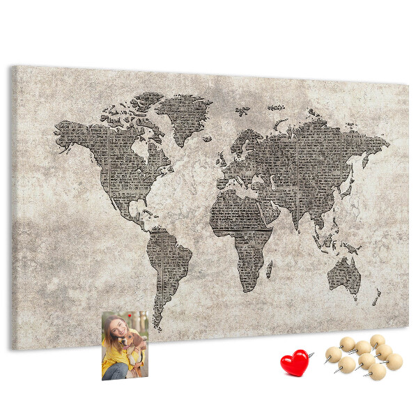 Fětská nástěnka Mapa světa s texturou novin.