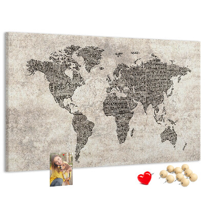 Fětská nástěnka Mapa světa s texturou novin.