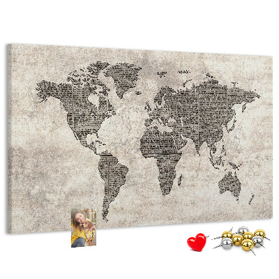 Fětská nástěnka Mapa světa s texturou novin.