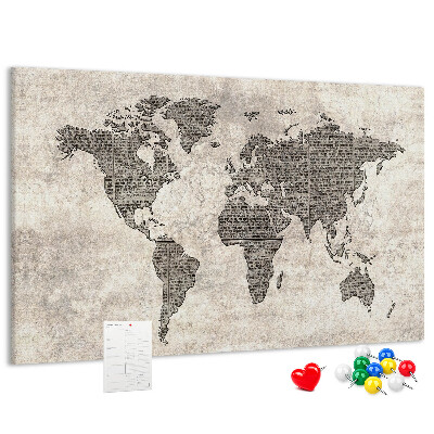Fětská nástěnka Mapa světa s texturou novin.