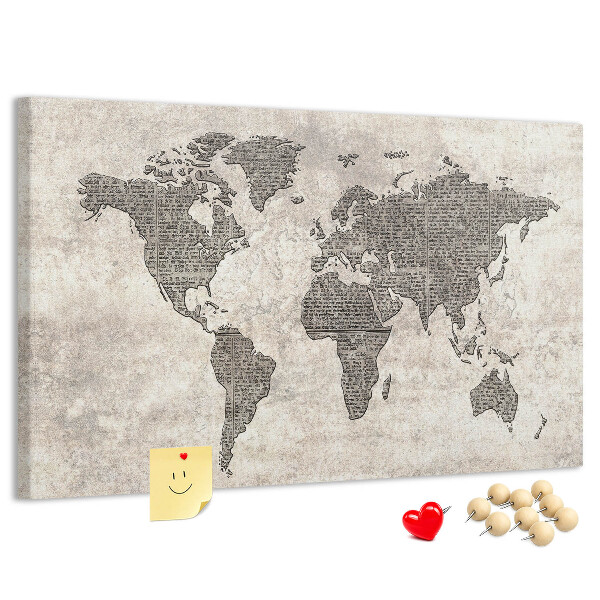 Fětská nástěnka Mapa světa s texturou novin.