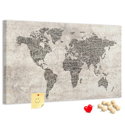 Fětská nástěnka Mapa světa s texturou novin.