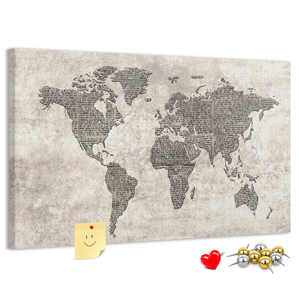 Fětská nástěnka Mapa světa s texturou novin.
