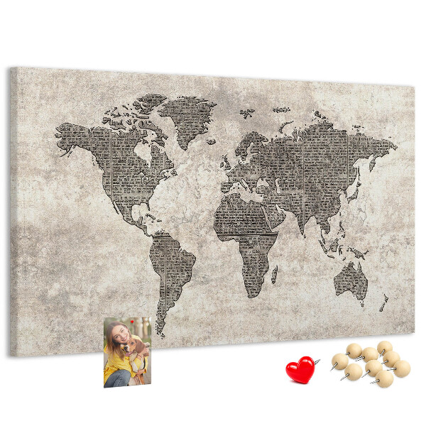 Fětská nástěnka Mapa světa s texturou novin.