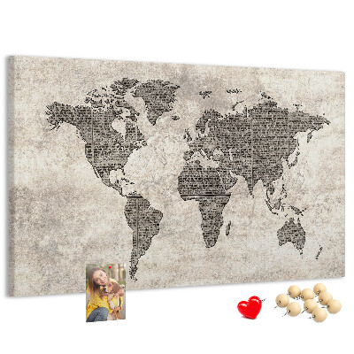Fětská nástěnka Mapa světa s texturou novin.