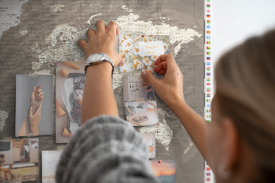 Nástěnka Mapa světa s vlajkami zemí