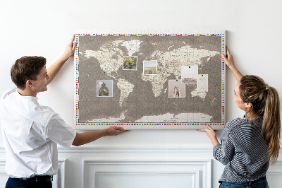 Nástěnka Mapa světa s vlajkami zemí