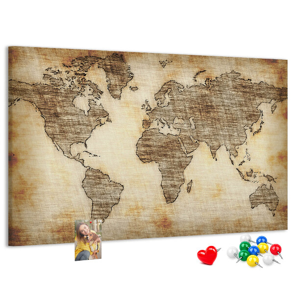 Nástěnka Stará mapa světa na plátně
