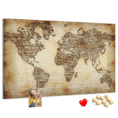 Nástěnka Stará mapa světa na plátně