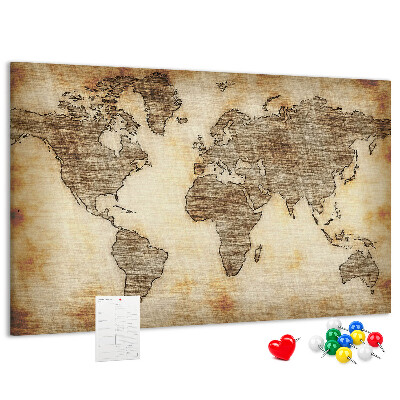 Nástěnka Stará mapa světa na plátně