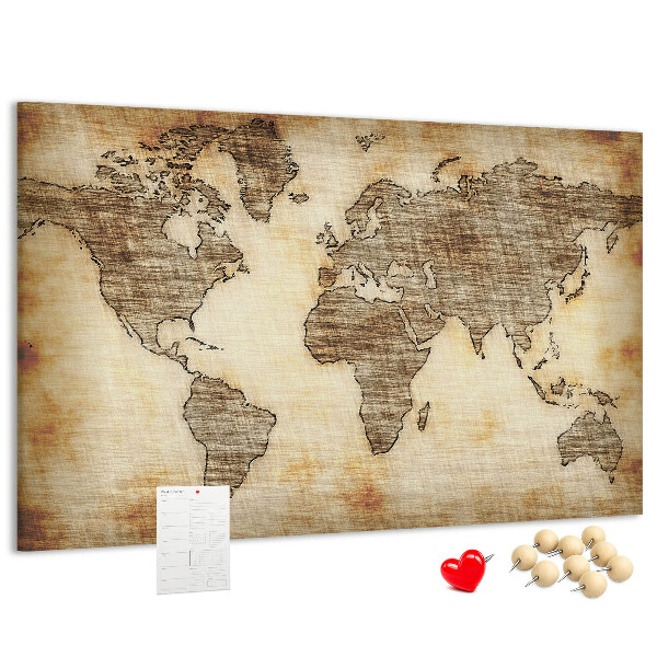 Nástěnka Stará mapa světa na plátně