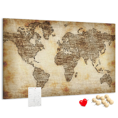 Nástěnka Stará mapa světa na plátně