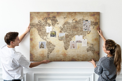 Nástěnka Stará mapa světa na plátně