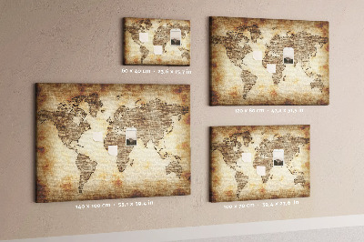 Nástěnka Stará mapa světa na plátně