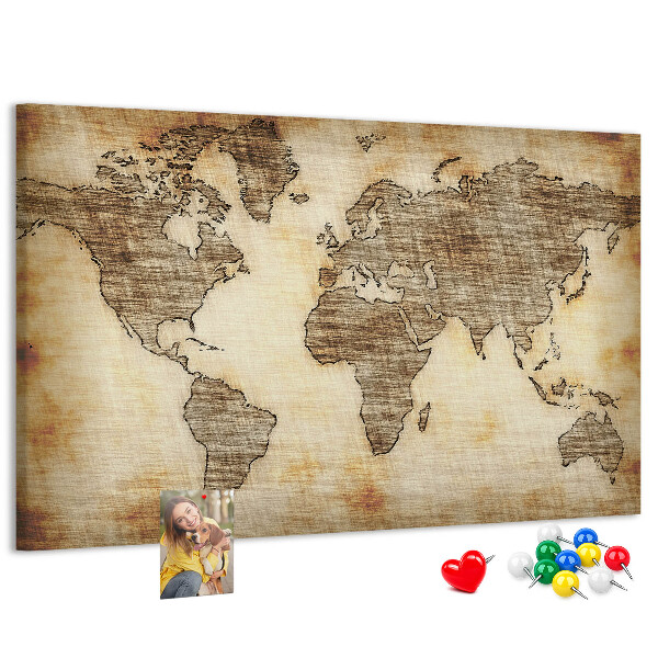 Nástěnka Stará mapa světa na plátně