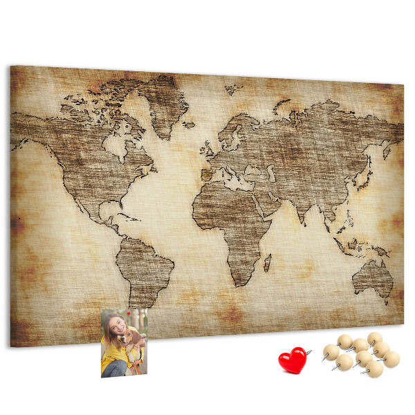 Nástěnka Stará mapa světa na plátně