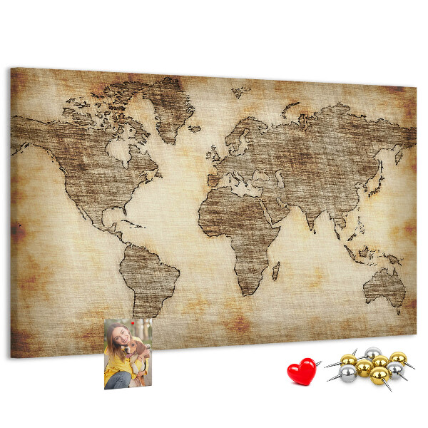 Nástěnka Stará mapa světa na plátně