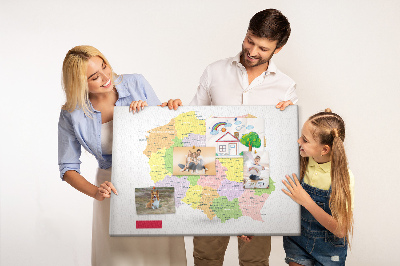 Nástěnka Mapa Polska s administrativním členěním.
