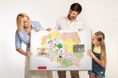 Nástěnka Mapa Polska s administrativním členěním.