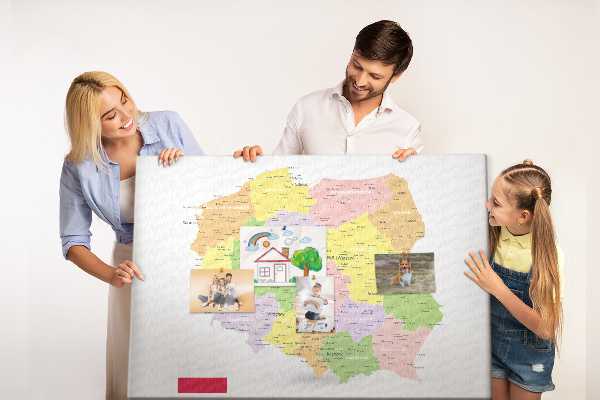 Nástěnka Mapa Polska s administrativním členěním.