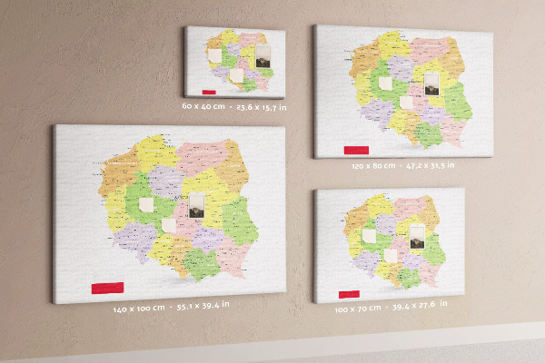 Nástěnka Mapa Polska s administrativním členěním.