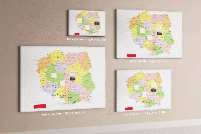 Nástěnka Mapa Polska s administrativním členěním.