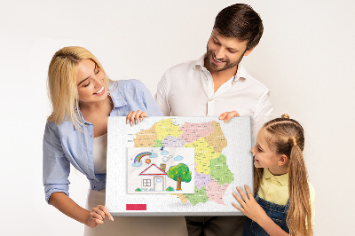 Nástěnka Mapa Polska s administrativním členěním.