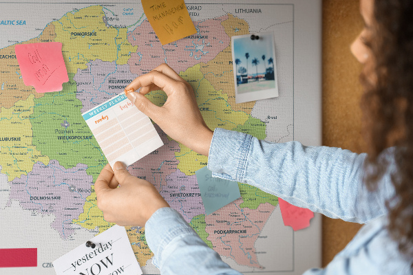 Korková nástěnka Mapa Polska s barevnými vojvodstvími