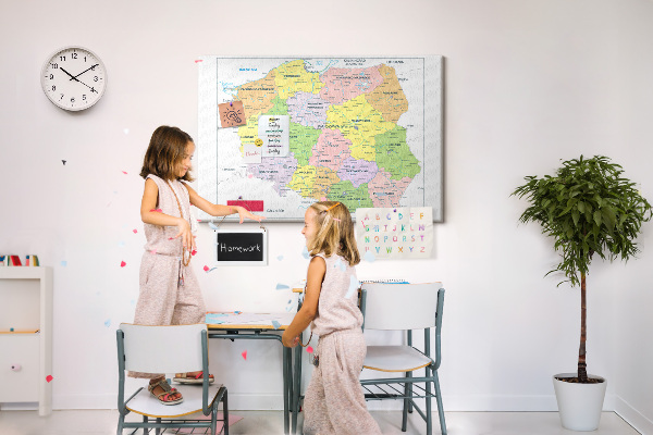 Korková nástěnka Mapa Polska s barevnými vojvodstvími