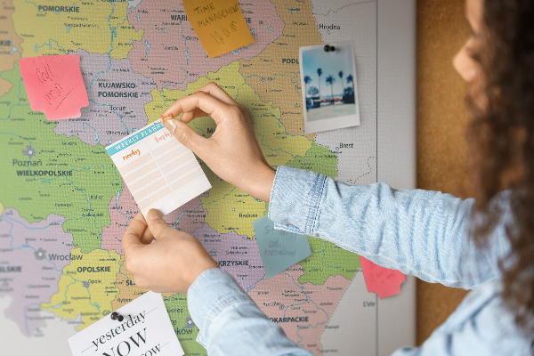 Korková nástěnka Mapa Polska s barevnými vojvodstvími