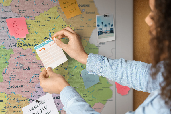 Korková nástěnka Mapa Polska s barevnými vojvodstvími
