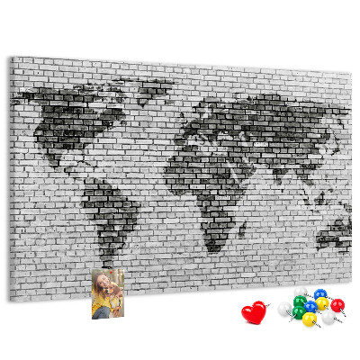 Korková nástěnka Mapa světa na cihlovou zeď