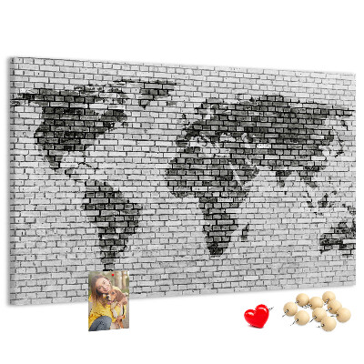 Korková nástěnka Mapa světa na cihlovou zeď