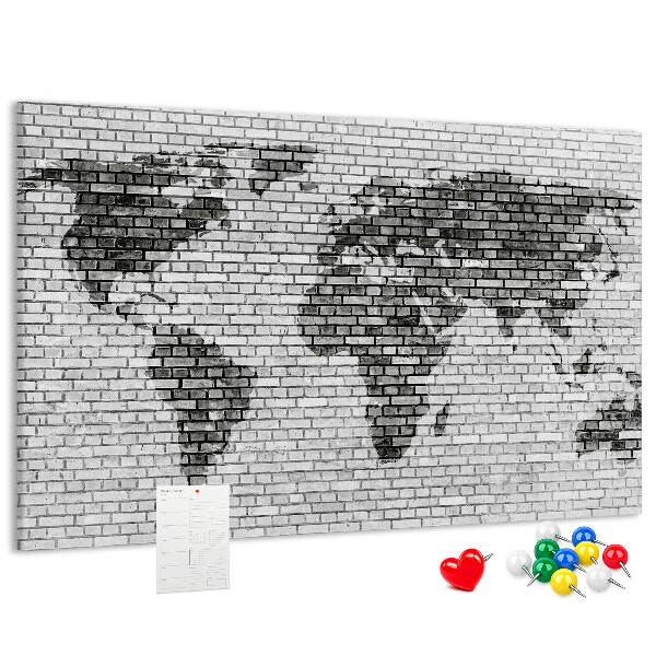 Korková nástěnka Mapa světa na cihlovou zeď