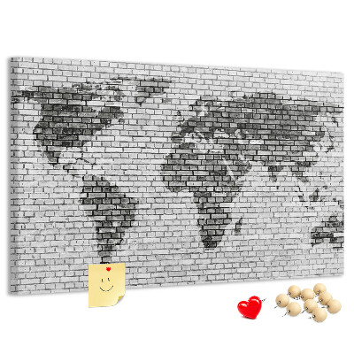 Korková nástěnka Mapa světa na cihlovou zeď