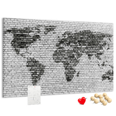 Korková nástěnka Mapa světa na cihlovou zeď