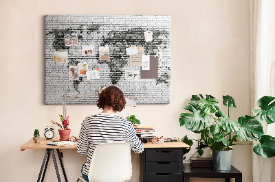 Korková nástěnka Mapa světa na cihlovou zeď