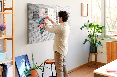 Korková nástěnka Mapa světa na cihlovou zeď