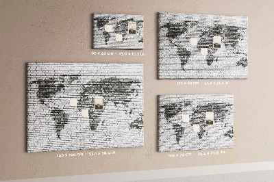 Korková nástěnka Mapa světa na cihlovou zeď