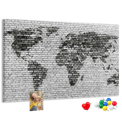 Korková nástěnka Mapa světa na cihlovou zeď