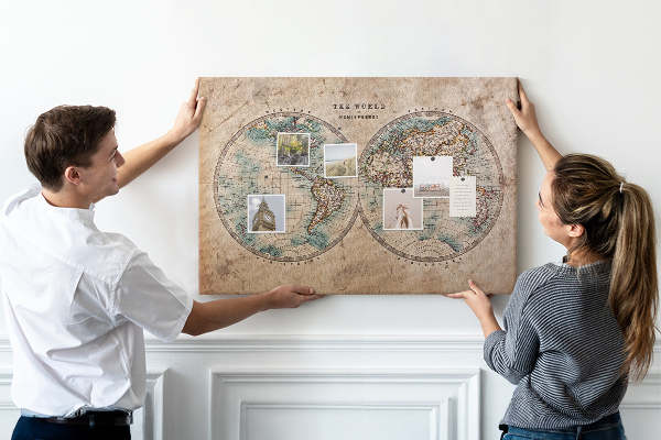Korková nástěnka Mapa starověkého světa s barevnými obrysy