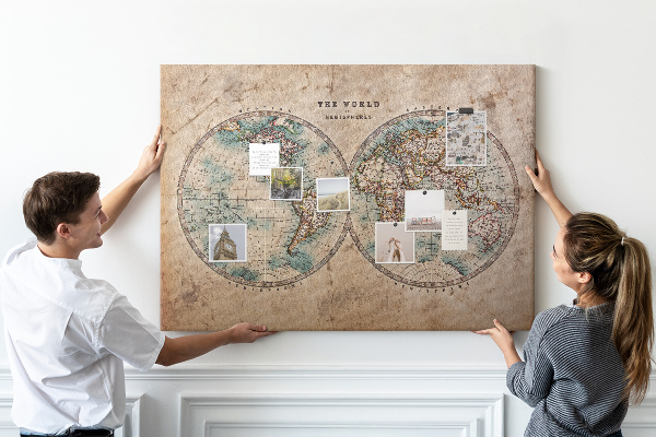 Korková nástěnka Mapa starověkého světa s barevnými obrysy