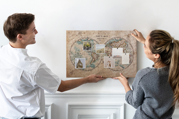 Korková nástěnka Mapa starověkého světa s barevnými obrysy