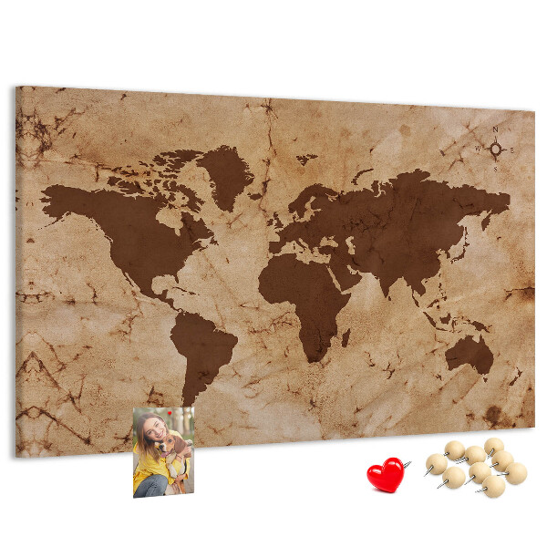 Fětská nástěnka Mapa starověkého světa na hnědém pozadí